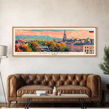 Load image into Gallery viewer, Chelyabinsk Russia Panoramic Travel Poster, Framed Canvas Print or Metal Wall Art, Travel Art, Home Decor, Panoramic Painting, Midcentury Art