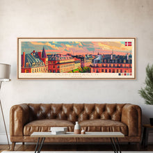 Cargar imagen en el visor de la galería, Copenhagen Denmark Travel Print Wall Art, Panoramic City Art, Travel Art, Wall Decor, Vacation Gift, Framed Canvas Print Or Metal Art