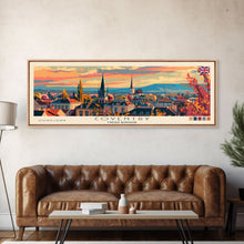 Load image into Gallery viewer, Coventry United Kingdom Wall Art, Panoramic Travel Poster, Panoramic Framed Canvas Print, City Wall Art, Wall Hanging Home Decor, Travel Art