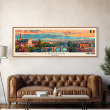 Load image into Gallery viewer, Craiova Romania Travel Print Wall Art, Panoramic City Art, Travel Art, Wall Decor, Vacation Gift, Framed Canvas Print Or Metal Art