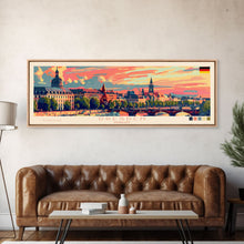 Load image into Gallery viewer, Dresde Germany Travel Art, City Art, Framed Canvas Print or Metal Wall Art, Europe Travel Poster, Panoramic Wall Art, Extra Wide Wall Art