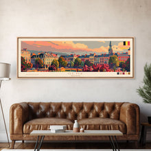 Load image into Gallery viewer, Genk Belgium Travel Print Wall Art, Panoramic City Art, Travel Art, Wall Decor, Vacation Gift, Framed Canvas Print Or Metal Art