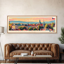 Cargar imagen en el visor de la galería, Ceske Budejovice Czech Wall Art, Panoramic Travel Poster, Panoramic Framed Canvas Print, City Wall Art, Wall Hanging Home Decor, Travel Art