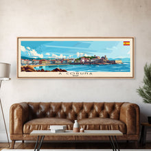 Carregar imagem no visualizador da galeria, A Coruńa Spain Travel Art, City Art, Framed Canvas Print or Metal Wall Art, Europe Travel Poster, Panoramic Wall Art, Extra Wide Wall Art