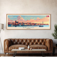 Carregar imagem no visualizador da galeria, Aalborg Denmark Wall Art, Panoramic Travel Poster, Panoramic Framed Canvas Print, City Wall Art, Wall Hanging Home Decor, Travel Art