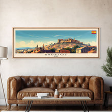 Carregar imagem no visualizador da galeria, Badajoz Spain Wall Art, Panoramic Travel Poster, Panoramic Framed Canvas Print, City Wall Art, Wall Hanging Home Decor, Travel Art