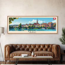 Carregar imagem no visualizador da galeria, Basel SwitzerlandTravel Art, City Art, Framed Canvas Print or Metal Wall Art, Europe Travel Poster, Panoramic Wall Art, Extra Wide Wall Art