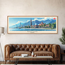 Load image into Gallery viewer, Batumi Georgia Wall Art, Panoramic Travel Poster, Panoramic Framed Canvas Print, City Wall Art, Wall Hanging Home Decor, Travel Art