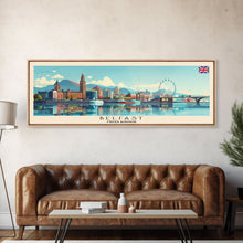 Load image into Gallery viewer, Belfast United Kingdom Travel Print Wall Art, Panoramic City Art, Travel Art, Wall Decor, Vacation Gift, Framed Canvas Print Or Metal Art
