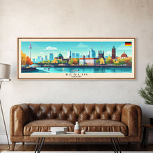 Load image into Gallery viewer, Berlin Germany Travel Print Wall Art, Panoramic City Art, Travel Art, Wall Decor, Vacation Gift, Framed Canvas Print Or Metal Art
