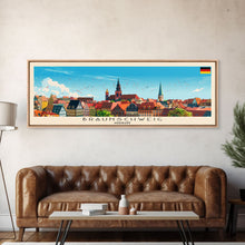 Load image into Gallery viewer, Braunschweig Germany Travel Art, City Art, Framed Canvas Print or Metal Wall Art, Europe Travel Poster, Panoramic Wall Art, Extra Wide Wall Art