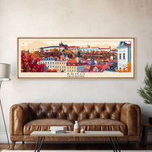 Load image into Gallery viewer, Brno CzechRepublic art Travel Print Wall Art, Panoramic City Art, Travel Art, Wall Decor, Vacation Gift, Framed Canvas Print Or Metal Art