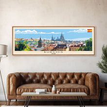 Load image into Gallery viewer, Burgos Spain Wall Art, Panoramic Travel Poster, Panoramic Framed Canvas Print, City Wall Art, Wall Hanging Home Decor, Travel Art