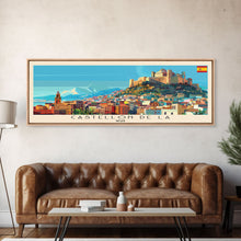 Cargar imagen en el visor de la galería, Castellon de la Plana Spain Wall Art, Panoramic Travel Poster, Panoramic Framed Canvas Print, City Wall Art, Wall Hanging Home Decor, Travel Art