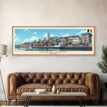 Cargar imagen en el visor de la galería, Charleroi Belgium Travel Print Wall Art, Panoramic City Art, Travel Art, Wall Decor, Vacation Gift, Framed Canvas Print Or Metal Art