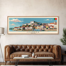 Load image into Gallery viewer, Coimbra Portugal Travel Art, City Art, Framed Canvas Print or Metal Wall Art, Europe Travel Poster, Panoramic Wall Art, Extra Wide Wall Art