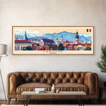 Load image into Gallery viewer, Craiova Romania Travel Print Wall Art, Panoramic City Art, Travel Art, Wall Decor, Vacation Gift, Framed Canvas Print Or Metal Art