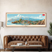 Load image into Gallery viewer, Denizli Turkey Wall Art, Panoramic Travel Poster, Panoramic Framed Canvas Print, City Wall Art, Wall Hanging Home Decor, Travel Art