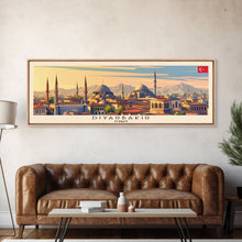 Load image into Gallery viewer, Diyarbakr Turkey Panoramic Travel Poster, Framed Canvas Print or Metal Wall Art, Travel Art, Home Decor, Panoramic Painting, Midcentury Art