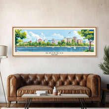Load image into Gallery viewer, Dnipro Ukraine Wall Art, Panoramic Travel Poster, Panoramic Framed Canvas Print, City Wall Art, Wall Hanging Home Decor, Travel Art