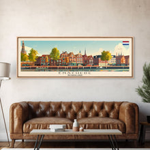 Load image into Gallery viewer, Enschede Netherlands Wall Art, Panoramic Travel Poster, Panoramic Framed Canvas Print, City Wall Art, Wall Hanging Home Decor, Travel Art