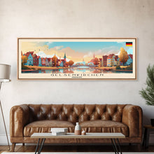Carregar imagem no visualizador da galeria, Gelsenkirchen Germany Panoramic Travel Poster, Framed Canvas Print or Metal Wall Art, Travel Art, Home Decor, Panoramic Painting, Midcentury Art