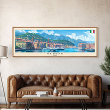 Carregar imagem no visualizador da galeria, Genoa Italy Travel Art, City Art, Framed Canvas Print or Metal Wall Art, Europe Travel Poster, Panoramic Wall Art, Extra Wide Wall Art