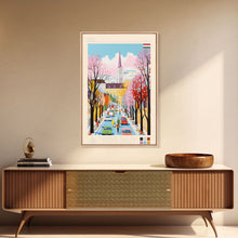 Load image into Gallery viewer, Érd Hungary Travel Poster Framed Canvas Print, Midcentury Modern Art, Pop Art Wall Decor, Living Room Art, Vacation Gift