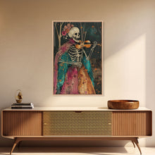 Load image into Gallery viewer, Day of the Dead Skeleton Playing Violin - Colorful Skeleton Art - Dia de los Muertos Inspired Print - Halloween Skeleton Decor
