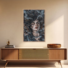 Load image into Gallery viewer, Bats and Beauty in the Night - Spooky Halloween Wall Art - Creepy Home Decor - Gothic Art Print - Unique Halloween Decoration