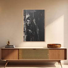 Load image into Gallery viewer, Haunted Nun with Eerie Expression, Framed Canvas Print, Gothic Halloween Art, Spooky Religious Decor, Scary Nun Painting, Gothic Home Art