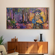 Load image into Gallery viewer, Do Ghost Pirates Eat Pizza? The Answer is Yes. Funny Halloween Wall Art, Framed Canvas Print