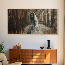 Carregar imagem no visualizador da galeria, Ghostly Bride, Haunted Wedding, Framed Canvas Print, Spooky Wall Art, Halloween Decor