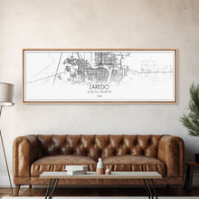 Load image into Gallery viewer, Panoramic Laredo City Map, Texas Art, Map Print, Minimalist Wall Art, Canvas Art, Housewarming Gift, Street Map Art, Closing Gift