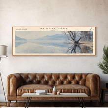 Carregar imagem no visualizador da galeria, Alamo Lake Arizona Panoramic Framed Canvas Print, Lake House Decor, Minimalist Art, Travel Poster, Wood Wall Art, Scenic Painting