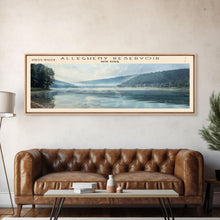 Load image into Gallery viewer, Allegheny Reservoir New York Panoramic Framed Canvas Print, Lake House Decor, Abstract Landscape, Travel Poster, Modern Wall Art, Calm Waters