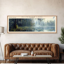 Load image into Gallery viewer, Alligator Lake Florida Panoramic Framed Canvas Print, Lake House Decor, Tropical Landscape, Travel Poster, Wall Art, Scenic Painting