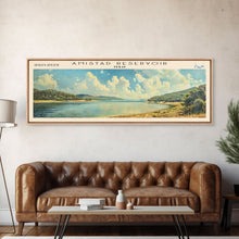 Load image into Gallery viewer, Amistad Reservoir Texas Panoramic Framed Canvas Print, Lake House Decor, Modern Art, Travel Poster, Scenic View, Water Reflection