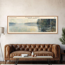 Carregar imagem no visualizador da galeria, Badin Lake North Carolina Panoramic Framed Canvas Print, Lake House Art, Modern Decor, Travel Poster, Scenic View, Home Decoration