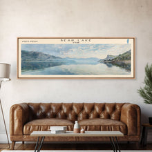 Load image into Gallery viewer, Bear Lake Panoramic Framed Canvas Print, Lake House Decor, Scenic View, Travel Poster, Minimalist Art, Home Decoration