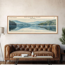 Load image into Gallery viewer, Beaver Lake Arkansas Framed Canvas Print, Panoramic Lake House Decor, Scenic Painting, Travel Poster, Rustic Art, Nature Wall Art