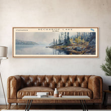 Load image into Gallery viewer, Becharof Lake Panoramic Framed Canvas Print, Lake House Decor, Scenic View, Travel Poster, Modern Art, Nature Scene