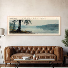 Load image into Gallery viewer, Beech Fork Lake West Virginia Framed Canvas Print, Panoramic Lake House Art, Scenic Painting, Travel Poster, Rustic Decor, Nature Scene
