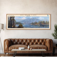 Load image into Gallery viewer, Big Bear Lake California Panoramic Framed Canvas Print, Lake House Decor, Scenic View, Travel Poster, Modern Art, Nature Wall Art