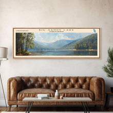Load image into Gallery viewer, Big Sandy Lake Framed Canvas Print, Lake House Art, Panoramic Travel Poster, Scenic View, Modern Decor, Lake Painting