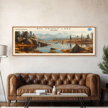 Load image into Gallery viewer, Big Trout Lake Framed Canvas Print, Lake House Art, Panoramic Scenic View, Travel Poster, Minimalist Wall Art, Lake Painting