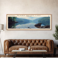 Load image into Gallery viewer, Blairs Valley Lake Maryland Framed Canvas Print, Panoramic Lake House Decor, Scenic View, Travel Poster, Rustic Art, Lake Painting