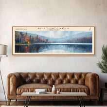 Carregar imagem no visualizador da galeria, Bolton Lakes Connecticut Framed Canvas Print, Panoramic Lake House Art, Scenic View, Travel Poster, Modern Art, Lake Painting