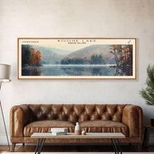 Load image into Gallery viewer, Boone Lake Rhode Island Framed Canvas Print, Panoramic Lake House Decor, Scenic View, Travel Poster, Rustic Art, Lake Painting