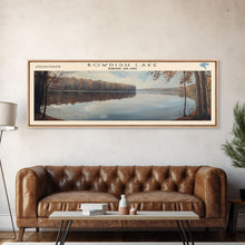 Load image into Gallery viewer, Bowdish Lake Rhode Island Framed Canvas Print, Lake House Art, Panoramic Travel Poster, Wall Art, Modern Lake Painting, Home Decor